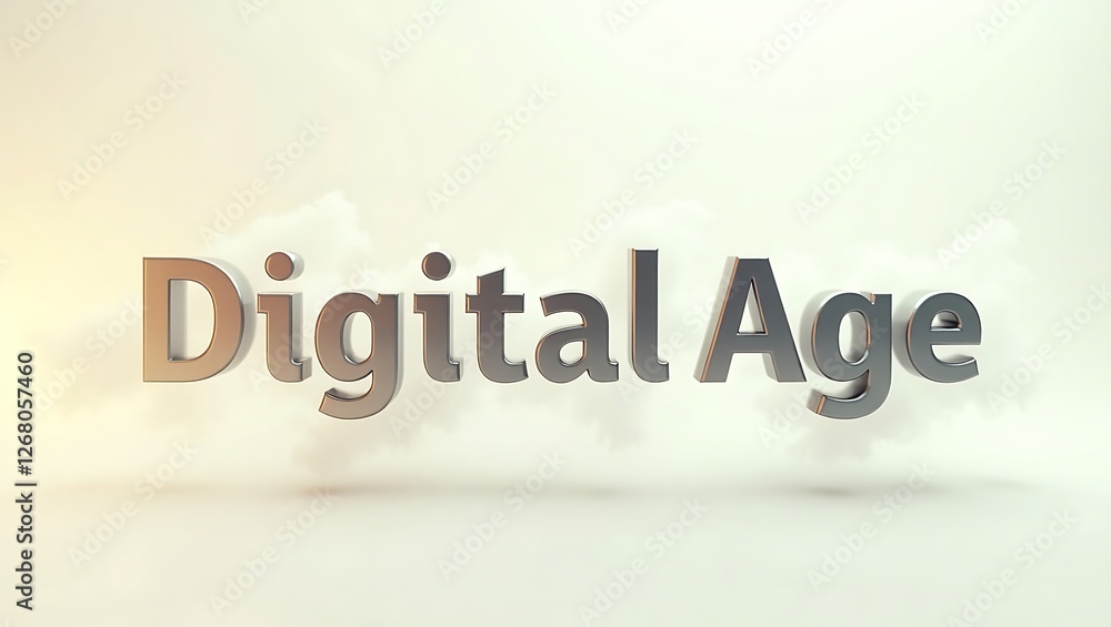 Poster 3d typography representing the concept of the digital age in a minimalist environment