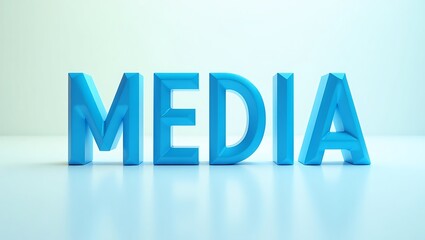 Bright blue typography spelling out media on a clean, minimal backdrop