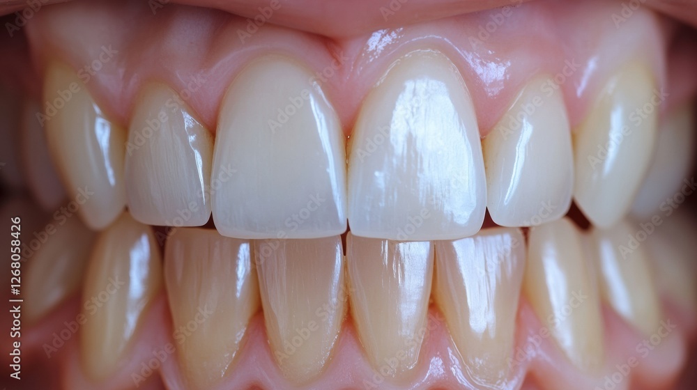 Poster before and after comparison of teeth whitening showing marked improvement in color and brightness. g