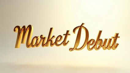 Golden typography displaying 'Market Debut' against a softly lit background