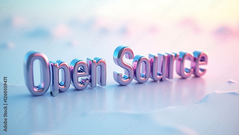 Poster creative typography showcasing the words open source against a soft background