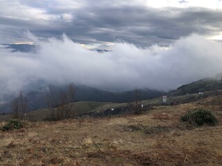mountain landscape with clouds