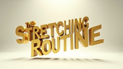 Creative typography showcasing the phrase stretching routine in bold golden letters