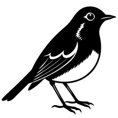robin bird black silhouette vector, Simple silhouette Design vector icon with white background. Wild Animal Vector. Bird Vector 