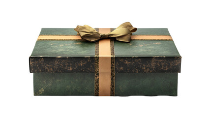 Green gift box with a golden ribbon