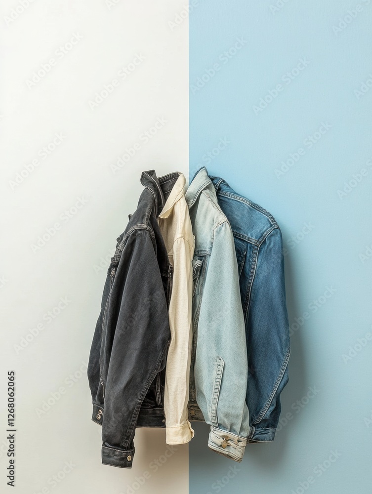Poster comparison of dirty and freshly laundered clothes displayed against a split wall background in a coz
