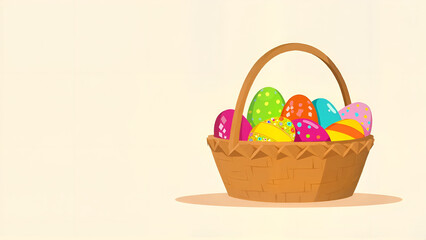 Basket with colorful Easter eggs