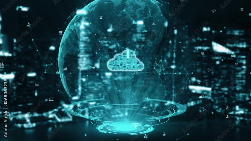 Poster futuristic robot artificial intelligence enlightening ai technology development and machine learning
