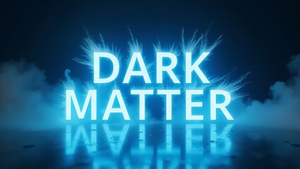 Creative representation of dark matter with glowing typography against a dark background