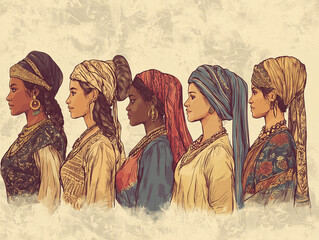 Fototapeta premium group of women standing together in a dreamy