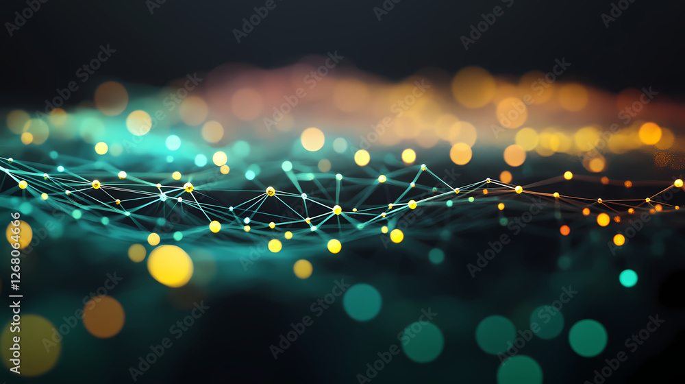 Poster abstract network connection: a mesmerizing digital art piece showcasing a network of interconnected 