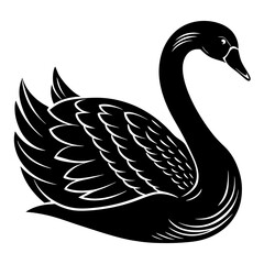 swan bird black silhouette vector, Simple silhouette Design vector icon with white background. Wild Animal Vector. Bird Vector 