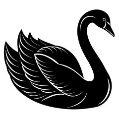 Fototapeta premium swan bird black silhouette vector, Simple silhouette Design vector icon with white background. Wild Animal Vector. Bird Vector 