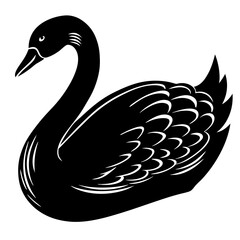 swan bird black silhouette vector, Simple silhouette Design vector icon with white background. Wild Animal Vector. Bird Vector 