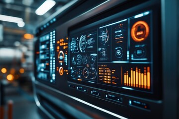 A detailed view of a control panel found in a building, suitable for use in architecture, engineering or interior design projects