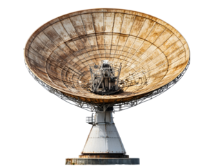 Large satellite dish designed for communication and broadcasting.