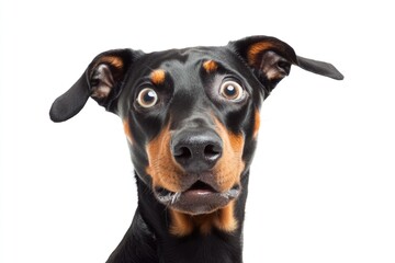 Fototapeta premium A dog's eyes and nose fill the frame in this intimate portrait