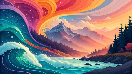 Vibrant Abstract Artistic Background with Fluid Shapes and Dynamic Composition &ndash; Perfect for Creative and Modern Design Projects in 4K Resolution
