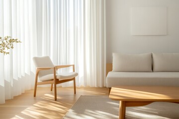 Minimalist Living Room Interior with Natural Light