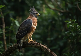 Fototapeta premium Majestic Indonesian Javanese Eagle Perched High in the Tropical Forest
