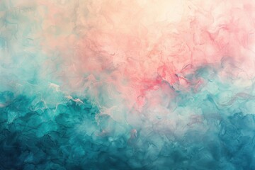 Fototapeta premium Gentle watercolor effect background in pastel pink, blue, and green, evoking a peaceful and artistic feel