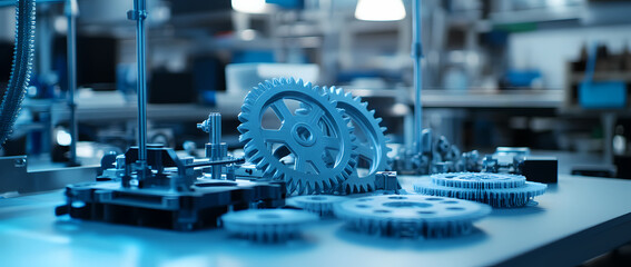 Precision Gears: Close-up shot of intricate gears interlocked in a mesmerizing display of engineering precision, emphasizing the vital role of mechanical components in modern technology.