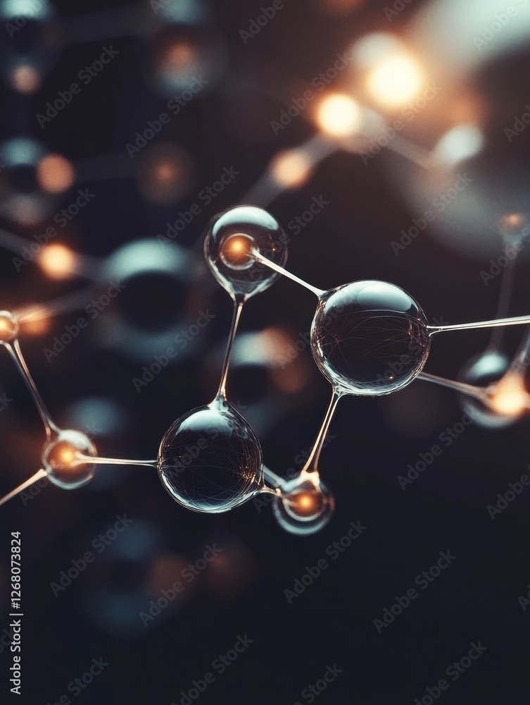 Aufkleber detailed view of interconnected molecular structures with glowing elements showcasing chemical inter