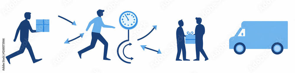 Poster fast and efficient delivery: a stylized illustration depicting the seamless flow of a delivery proce
