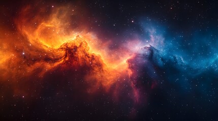 Fototapeta premium Stunning Cosmic Nebula with Vibrant Red and Blue Hues Illuminated by Stars