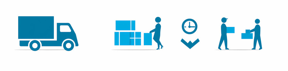 Shipping and Delivery Process: A simple infographic illustrating the key stages of the shipping and delivery process, from truck transportation to package handling and final delivery.