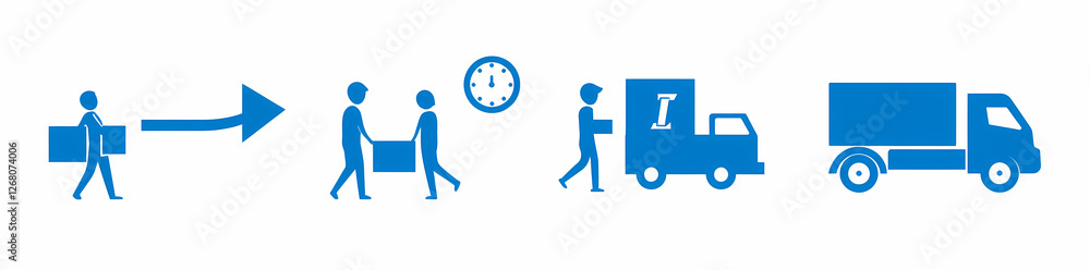 Poster logistics process: a simple, clear infographic depicting the stages of a streamlined logistics proce