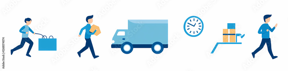 Poster fast and reliable delivery process: a simple yet effective illustration depicting the key steps invo