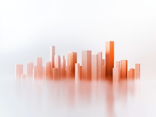 Modern copper city skyline on white