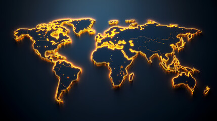 Global Connections: A striking 3D map of the world is illuminated with bright, vibrant neon lights. The continents and countries are distinct, representing the interconnectedness of our planet.