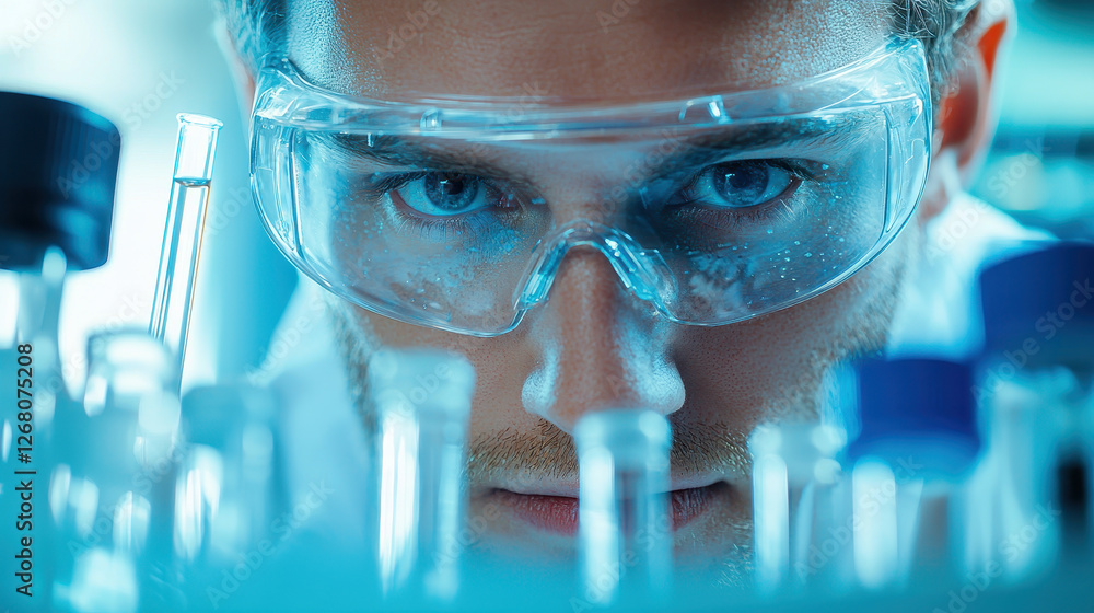 Poster scientist performing precision pipetting in a modern laboratory setting