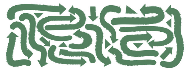 Bold arrow symbol hand-drawn vector design, rough brush stroke and marker curve. Abstract shape points up, grunge texture, freehand doodle elements, isolated pointer, dynamic, textured direction