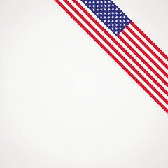 Fototapeta premium Corner slanted ribbon flag of USA for a top right area of a page.