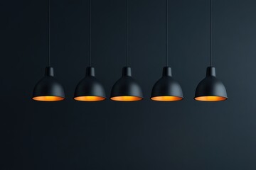 row of pendant lights against dark wall