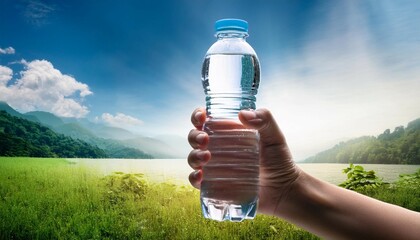 hand holding bottle water