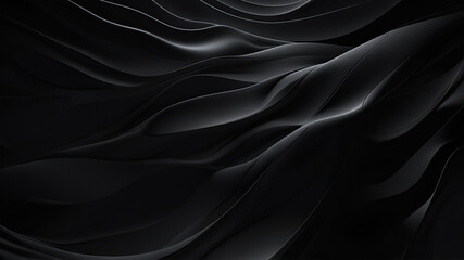 Fototapeta premium Abstract black flowing waves. Futuristic luxury background. Black background. Illustration