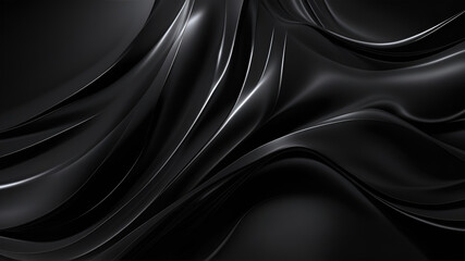 Fototapeta premium Abstract black flowing waves. Futuristic luxury background. Black background. Illustration