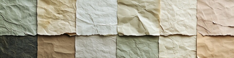 A stack of colorful papers on a flat surface, various shades and hues