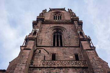 Fototapeta premium Gothic Church of Saint George (Eglise Saint-Georges de Selestat, from 1230). Originally dedicated to Blessed Virgin Mary, church named after Saint George since 1500. Selestat, Alsace, France.