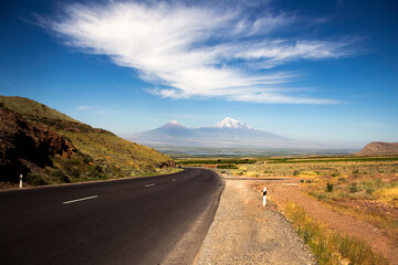 Mountain Ararat from Armenia - road Landscape