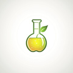 Green science lab flask, eco-friendly research