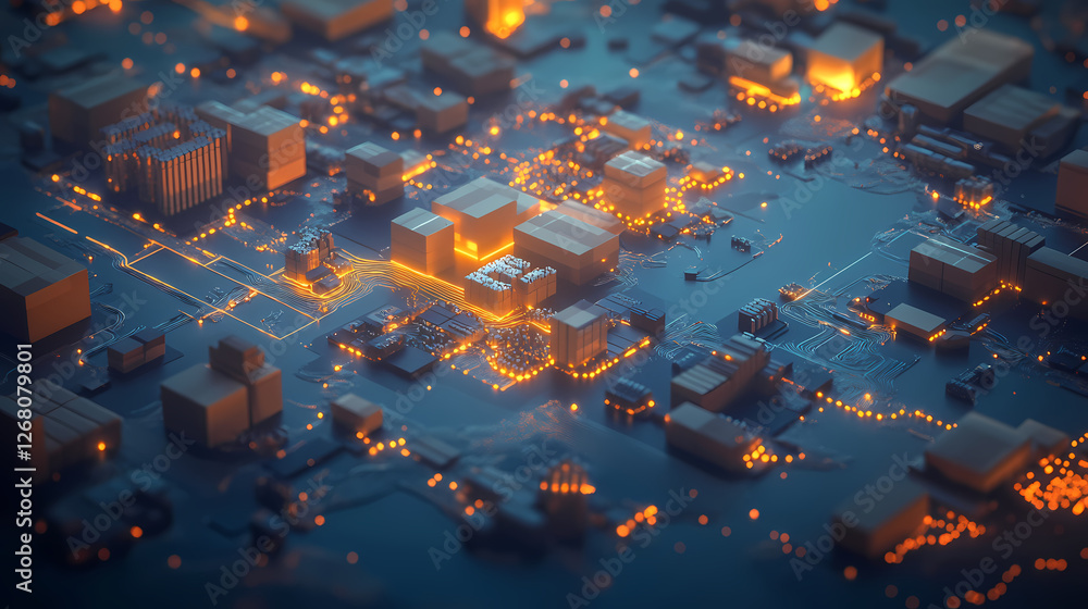 Aufkleber glowing circuit board: a mesmerizing close-up of a circuit board, its intricate pathways illuminated