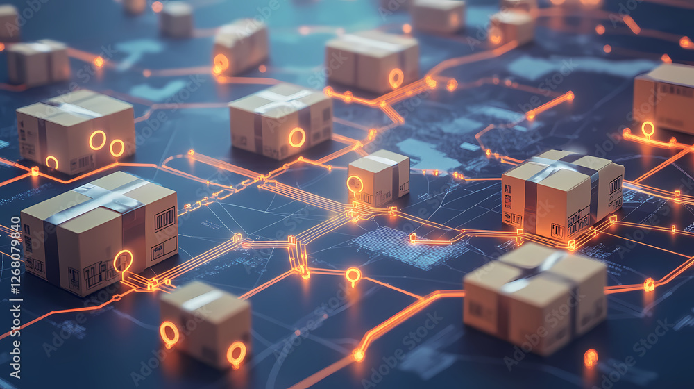 Poster global logistics network: a mesmerizing abstract illustration showcasing the intricate network of in