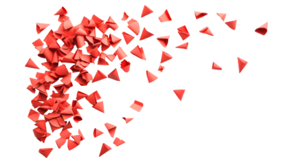 Red confetti paper burst from bottom corner