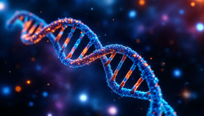 La cadena de ADN en el fondo del espacio