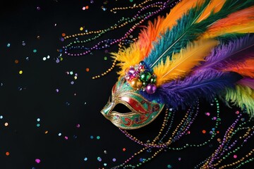 A colorful mask decorated with beads and beads, great for parties, costumes or cultural events
